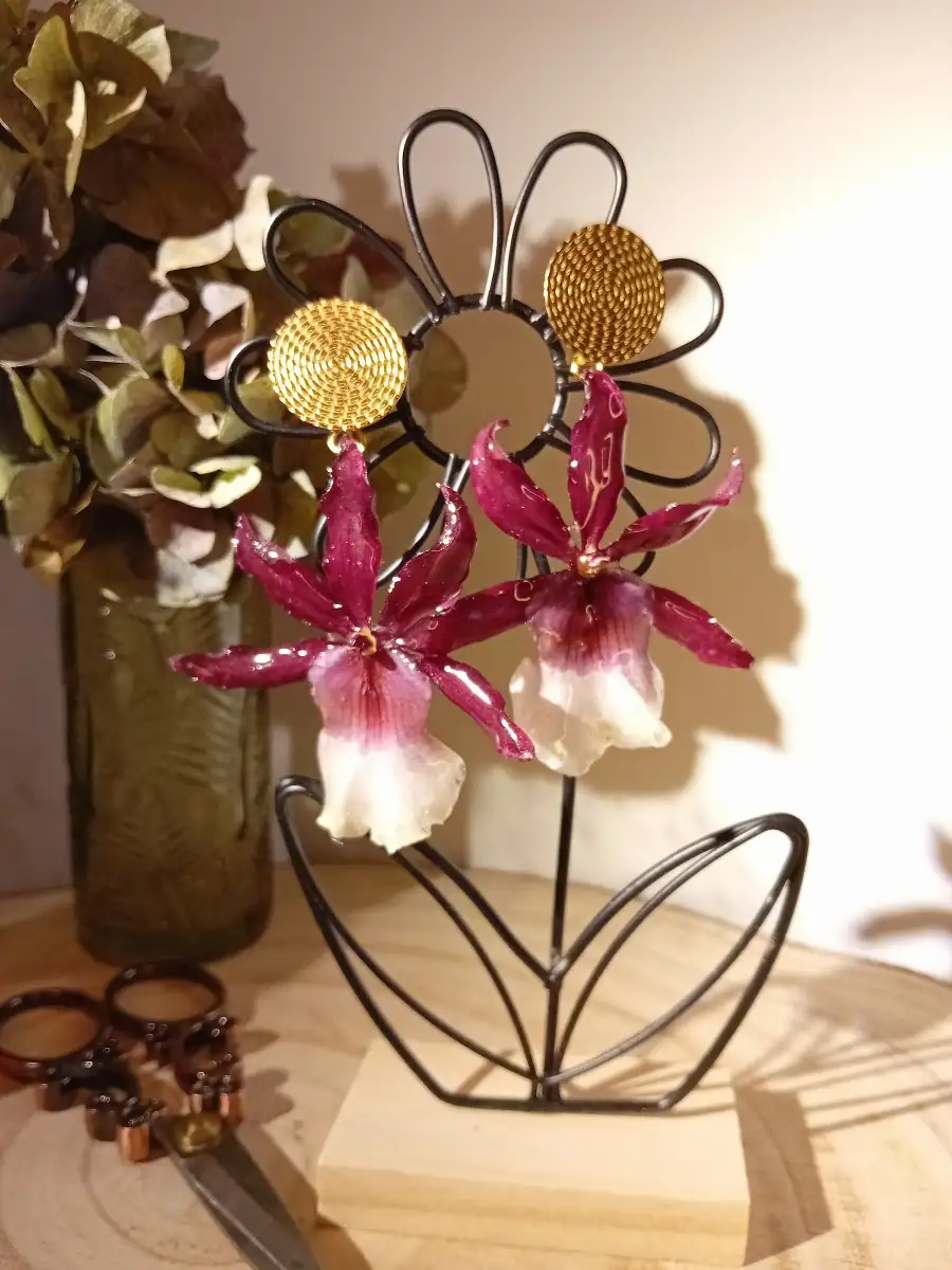 Boucles d'oreilles grosses Cambrias rouges