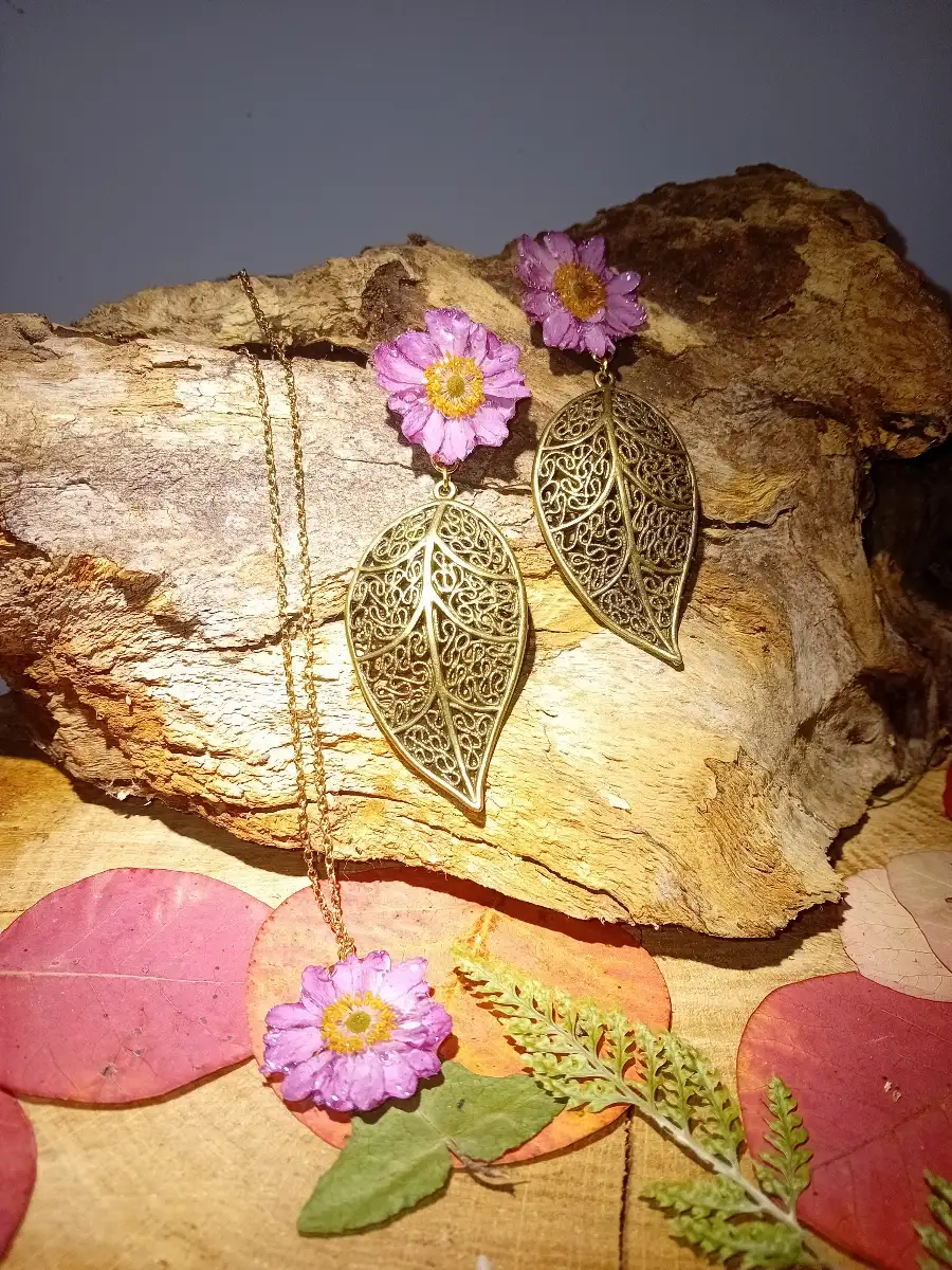 Boucles d'oreilles fleurs d'anemone